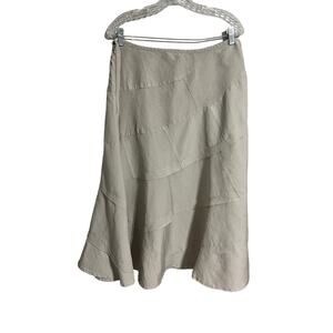 Sandro Neutral Patchwork Linen Skirt 16